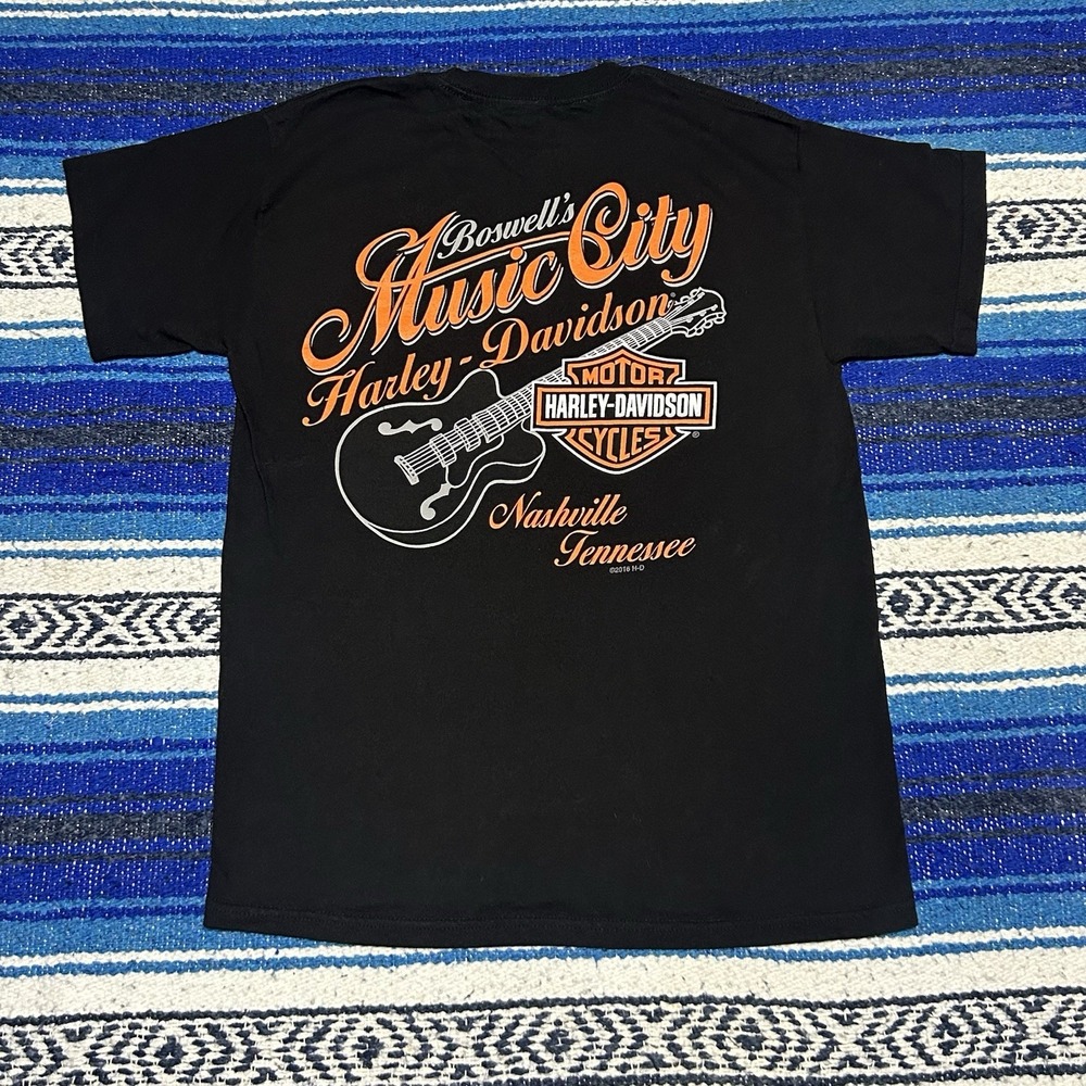 2016 Harley Davidson Music City Nashville Guitar T Shirt Men's Medium Black